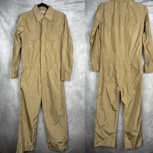 Ganni Nylon Tech Utility Suit In Neutral Brown Women's Size 36 US 4 - Picture 2 of 11